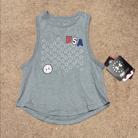 Under Armour Gray Relaxed Crop Muscle Tee - Picture 1 of 4